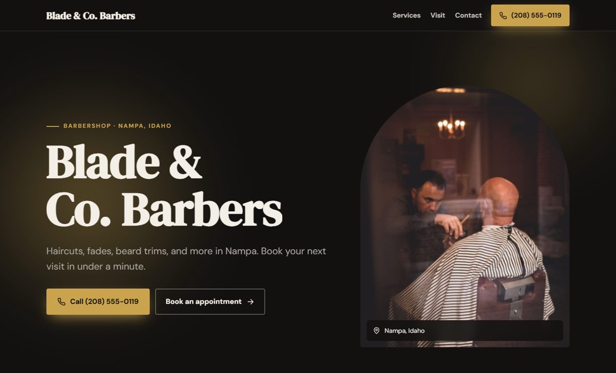 Demo website for a barbershop