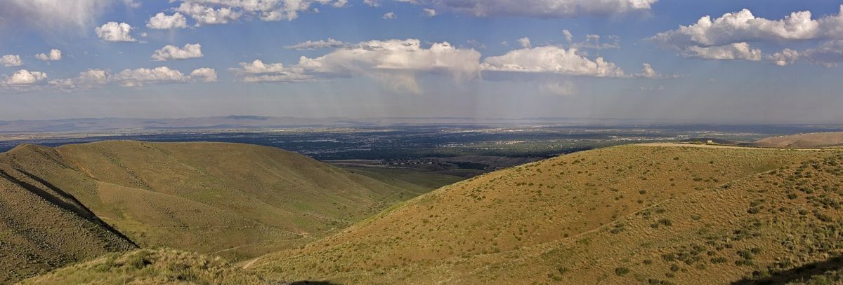 Golden foothills above Boise looking out over the Treasure Valley